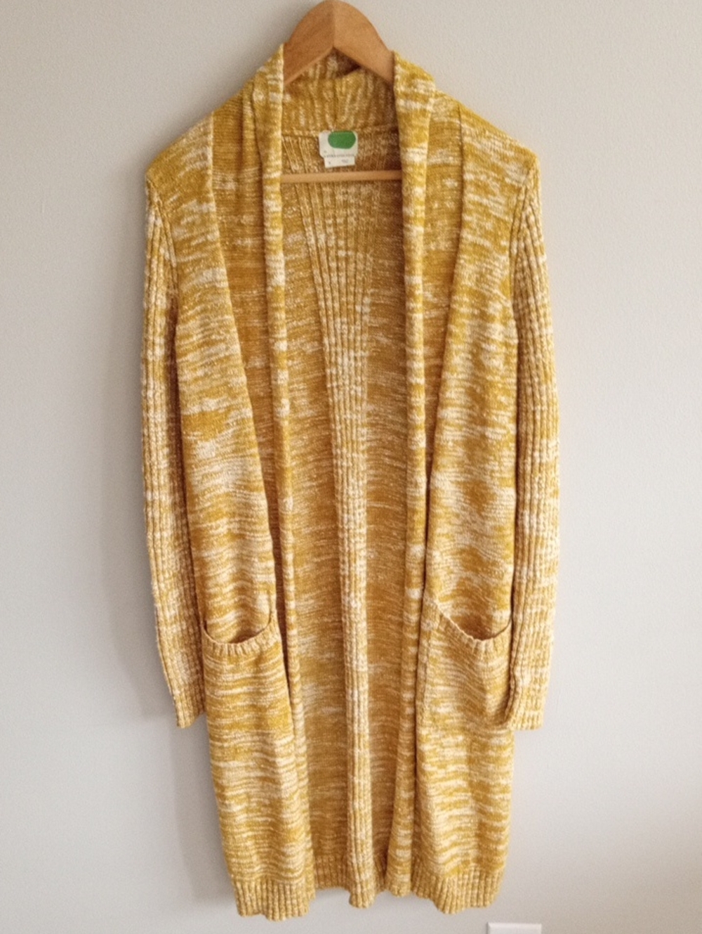 Anthropologie Marled Mustard Yellow Open Front Maxi Cardigan Small